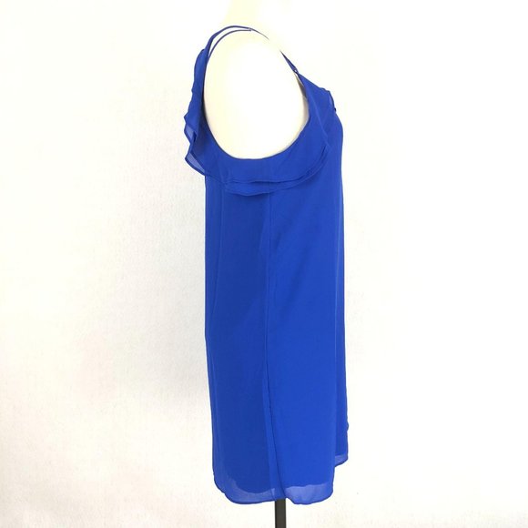 NAKED ZEBRA Blue Mini Dress NWOT Women's Size Small Sleeveless Ruffle Tie Back - Picture 4 of 9